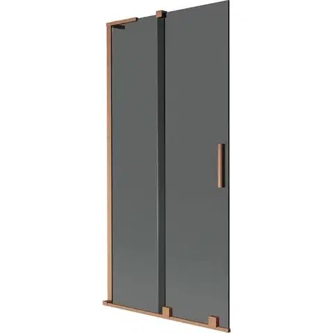 Sprchové dvere MEXEN/S - Velar L dvojkrídlová posuvná vaňová zástena 90 x 150, grafit, meď kartáčovaná 896-090-003-41-65