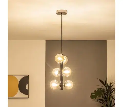 Svietidlá BRILAGI - LED luster na lane MILLA 6xG9/3W/230V čierny chróm/zlatá 6010-6CA