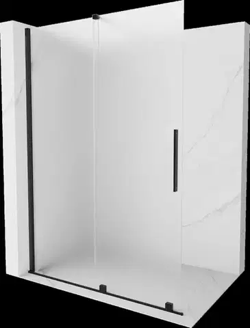 Sprchové dvere MEXEN/S - Velar Sprchová zástena posuvná Walk-in 150 x 200, dekor 8 mm, čierna 871-150-000-33-70