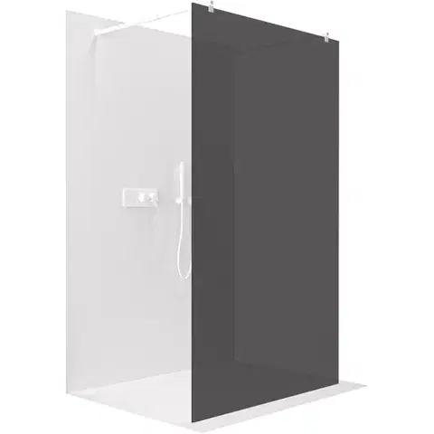 Sprchové dvere CERANO - Sprchová zástena Walk-in Onyx Duo Ľ/P - 8 mm - okrúhla vzpera - biela matná, grafitové sklo - 50x200 CER-8050BD2116