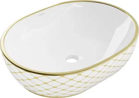 Umývadlá MEXEN - Viki umývadlo na dosku 48 x 35, biela/zlatá vzor 21054809