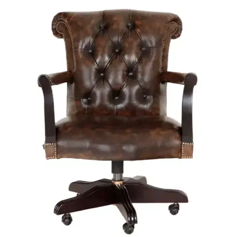Sedacie súpravy Kancelárska stolička Chesterfield Court z pravej hovädzej kože Whisky