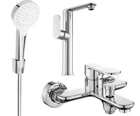 Kúpeľňové batérie MEXEN/S - Milo R05 SET umývadlová batéria + vaňová s príslušenstvom, chróm 713153R05-00