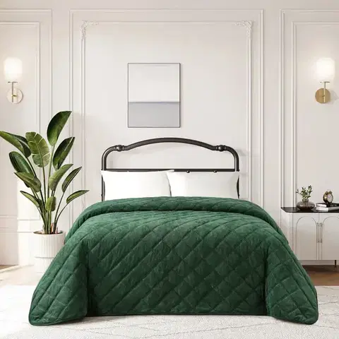 Prehozy na posteľ Prikrývka na posteľ Ela RQ-110 zelená 220x250 cm