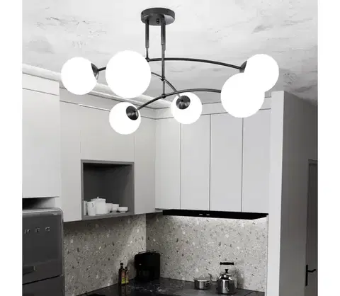 Svietidlá EMIBIG Luster na tyči PREGOS 6xE14/10W/230V čierna/biela 670/6