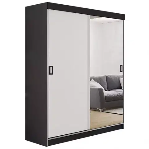 Spálňové šatníkové skrine Skriňa Retro 138 1L grafit/ Dvierka biely
