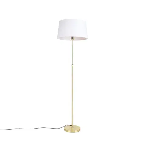 Stojace lampy Stojaca lampa zlatá/mosadzná s bielym ľanovým tienidlom 45 cm - Parte
