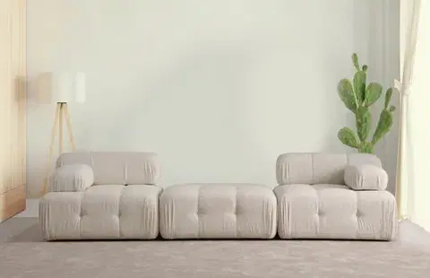 Pohovky a gauče Trojmiestna pohovka Doblo 3 Seater ( L1-Pouffe-1R) - Cream Bouclette