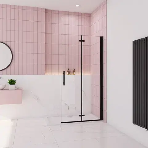 Sprchovacie kúty H K - Zalamovacia WALK-IN zástena Melody Black WF1 76x195, číre sklo MELODYBLWF176