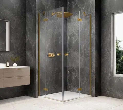 Sprchové dvere POLYSAN - GLOBE GOLD MATT obdĺžniková sprchová zástena 1200x800, rohový vstup, číre sklo GB5280G
