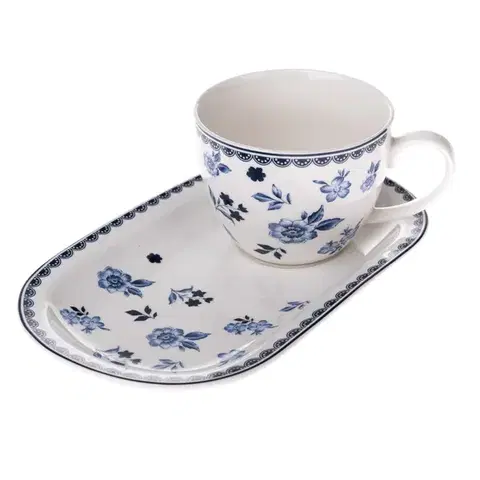 Hrnčeky a šálky Porcelánový hrnček s podnosom Floral, 365 ml