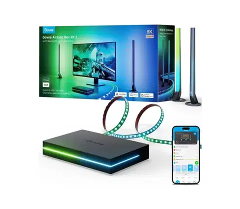 LED osvetlenie Govee - AI Sync Box Kit 2 Inteligentná sada počítačového osvetlenia 27-34" + LED panely Wi-Fi H6603311