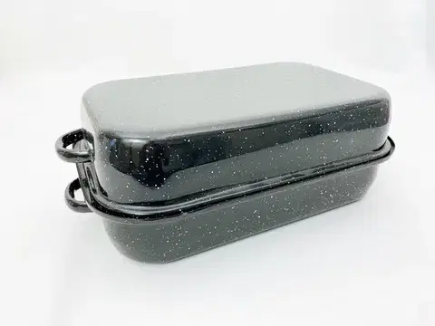 Pekáče, plechy MAKRO - Dvojpekáč smalt 26cm, vonkajší rozmer 18,5x12x30,5cm