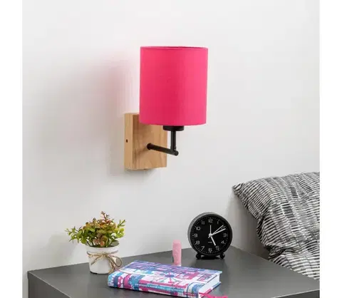 Svietidlá BRILAGI - Nástenná lampa NUBILA WOOD 1xE27/25W/230V dub/ružová BG1561+BG1577