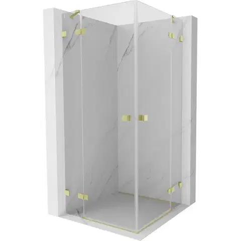 Sprchovacie kúty MEXEN/S - Lunar Duo sprchovací kút dvere krídlové 110 x 110, transparent, zlato kartáčovaná 834-110L-110P-55-00