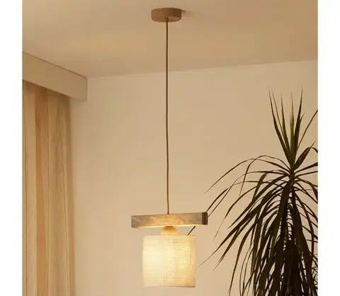 Svietidlá BRILAGI - Luster na lanku FOREST 1xE27/15W/230V borovica/hnedá/krémová 5903240292295