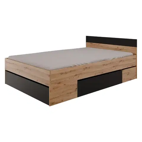 Postele Multifunkčná posteľ 140x200 COMBI dub Artisan/čierna