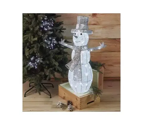 Vianočné osvetlenie  Lighting LED vianočný snehuliak ratanový 82 cm vnútorný studená biela časovač