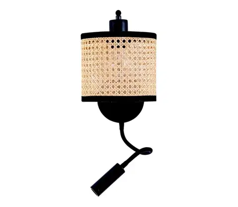 Svietidlá Zam 20355 - LED Nástenná lampa 1xE27/40W + LED/3W/230V ratan 20355