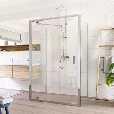 Sprchovacie kúty Mereo Sprchovací kút Lima, obdĺžnik do priestoru U, pivotový, 90x80x90 cm, chróm ALU, sklo Číre CK87893K