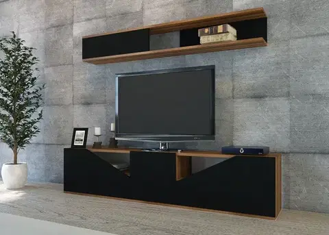 Obývacie steny TV skrinka / Obývacia stena Taç - Walnut, Black