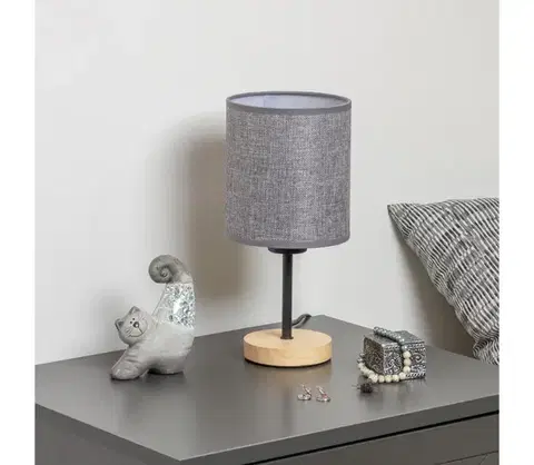 Lampy BRILAGI - Stolná lampa NUBILA WOOD 1xE27/25W/230V dub/šedá BG1567+BG1582