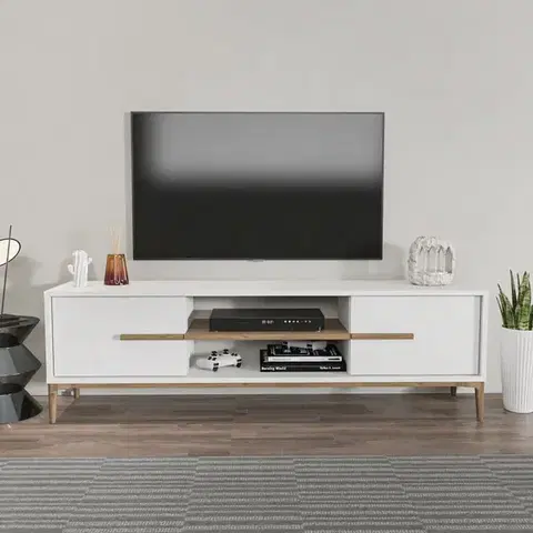 TV stolíky TV stolík Eslem - White, Walnut