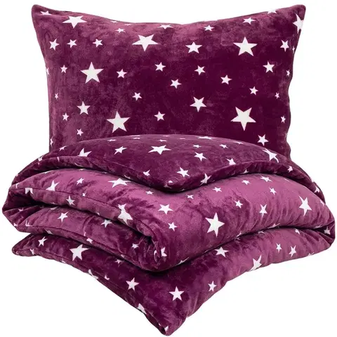Obliečky 4Home Obliečky mikroflanel Stars violet, 140 x 200 cm, 70 x 90 cm