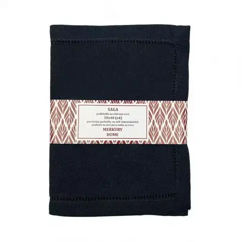 Bytový textil Podložka SAGA čierna 30x40 easy care kpl. 4 ks