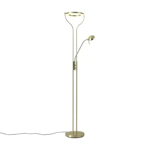 Stojace lampy Moderná stojaca lampa zlatá s ramenom na čítanie vrátane LED a stmievača - Divo