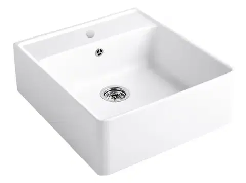Kuchynské drezy VILLEROY & BOCH VILLEROY & BOCH - Keramický drez Single-bowl sink White alpin modulový 595 x 630 x 220 bez excentra 632061R1 2. akosť