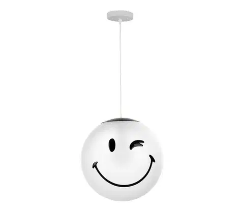 Svietidlá ONLI - Detský závesný luster SMILEY na lanku 1xE27/15W/230V biela SM-2001/S30W01