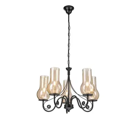 Svietidlá BRILAGI - LED Luster na reťazi COTTAGE 5xE14/40W/230V čierna/hnedá BG1516+5xBG2273