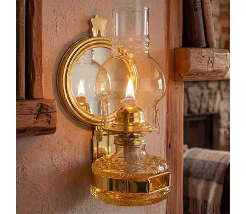 Lampy BRILAGI - Petrolejová lampa s zrkadlom MERLIN lesklá zlatá 8590828169260