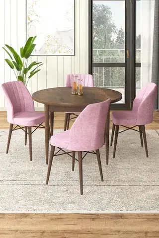 Jedálenské sety Dining Table & Chairs Set (5 Pieces) Rox - Baroque, Pink