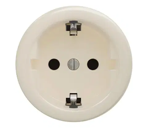 Predlžovacie káble lap - Retro domová zásuvka bez rámčeka SCHUKO 230V/16A béžová B/ZS