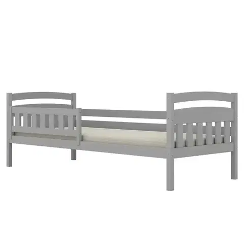 Postele pre dievčatá Posteľ Tosia štandard + zábrana 80x200 sivá