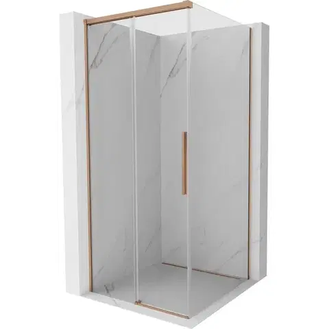 Sprchovacie kúty MEXEN/S - Rox sprchovací kút posuvný 95 x 95, transparent, meď kartáčovaná 8C2-095-095-65-00