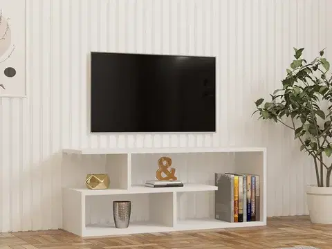 TV stolíky VALERY regálový TV stolík, biela
