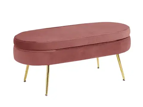 Taburety KONDELA Noblin Typ 2 taburetka ružová (Velvet) / zlatá