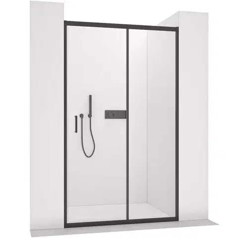 Sprchovacie kúty CERANO - Sprchové posuvné dvere Orlano L/P - 5 mm - čierna matná, transparentné sklo - 120x195 CER-8050BD75050