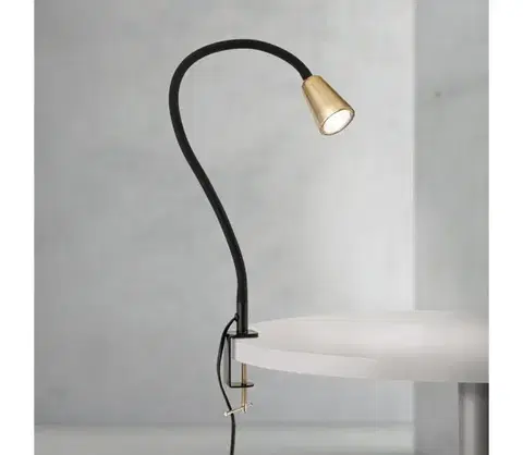Lampy Orion - Flexibilná stolová lampa s klipom DOTTY 1xGU10/10W/230V mosadz/čierna LA 4-1231/1 schwarz/MS