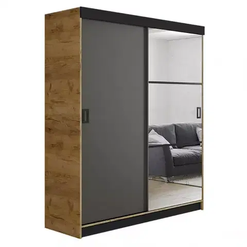 Spálňové šatníkové skrine Skriňa Retro 138 5L craft / Dvierka grafit