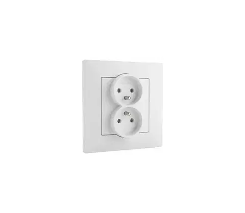 Predlžovacie káble Legrand - Dvojitá domová zásuvka 250V/16A s rámikom NILOE STEP biela LR0060+LR0050