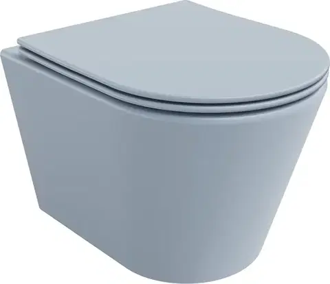 Záchody MEXEN - Rico Závesná WC misa Rimless vrátane sedátka s slow, Duroplast, šedomodrá mat 30724069