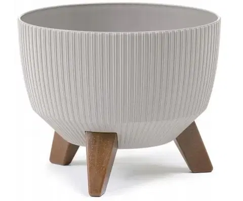 Kvetináče a truhlíky Kinekus Kvetináč plastový, priemer 290mm, ROMA JUMPER, taupe sivohnedý