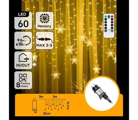 LED osvetlenie  B.V.  - LED vonkajší vianočný reťazec 120xLED/6W/230V/8 funkcií 3x0,7m IP44 teplá biela+DO B10303S77