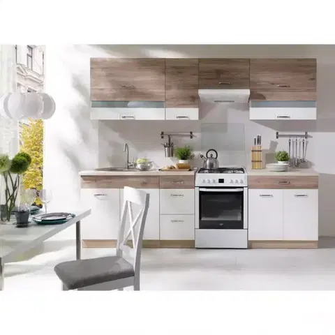 Modulový kuchynský nábytok Kuchynská linka Econo B plus sonoma/biely/san remo