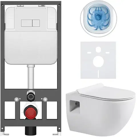 Záchody CERANO - Kompletný WC set Basic/Dure - biela lesklá - WC tlačidlo Modulo/Biela - závesné - predstenová inštalácia - 51x35 CER-8050BD85891