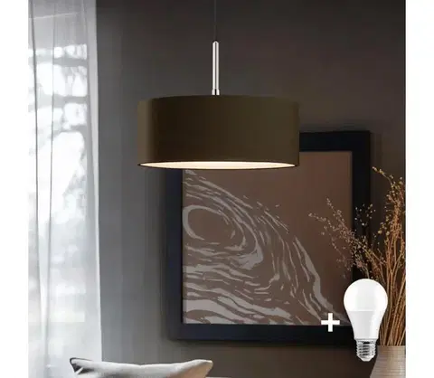 Svietidlá Eglo - LED závesný luster TUNJA 1xE27/60W/230V hnedý 1xEG32517+1xEG32474